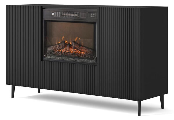 Comodă cu bioșemineu electric 2D1K Rowanna (Negru). 1124992