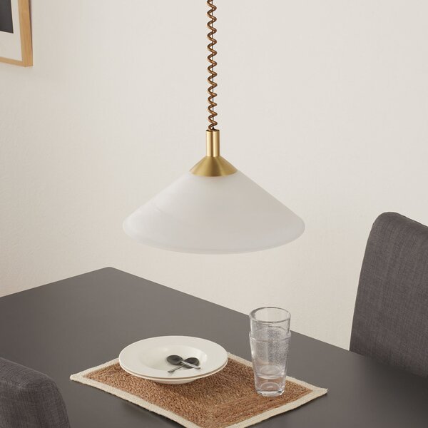 Hufnagel Saturn lampă suspendată reglabilă aspect de alamă, reglabil, Alb, Camera de zi / sufragerie, Sticlă, Modern