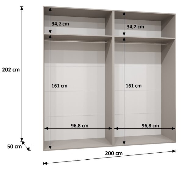 Dulap de haine 200 cm Parna 1 (Cașmir + Auriu). 1125887