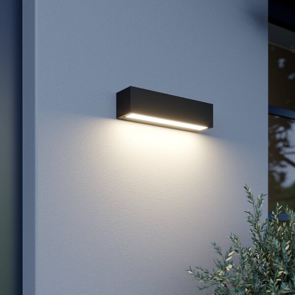 Lucande Aplică de perete Lengo, 25 cm, antracit, lumină orientată în jos, 3000K, Negru, Aluminiu, Modern