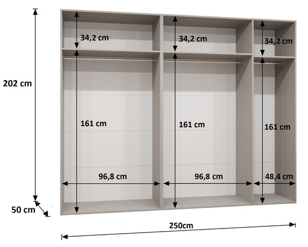 Dulap de haine 250 cm Alice 2 (Cașmir + Auriu). 1126189