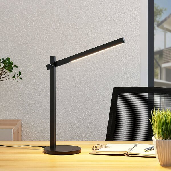 Lindby LED lampă de birou Loretta, 43 cm, negru, CCT, reglabil, Negru, Studiu / Birou, Plastic, Modern