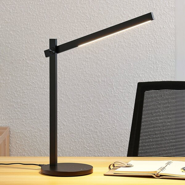 Lindby LED lampă de birou Loretta, 43 cm, negru, CCT, reglabil, Negru, Studiu / Birou, Plastic, Modern