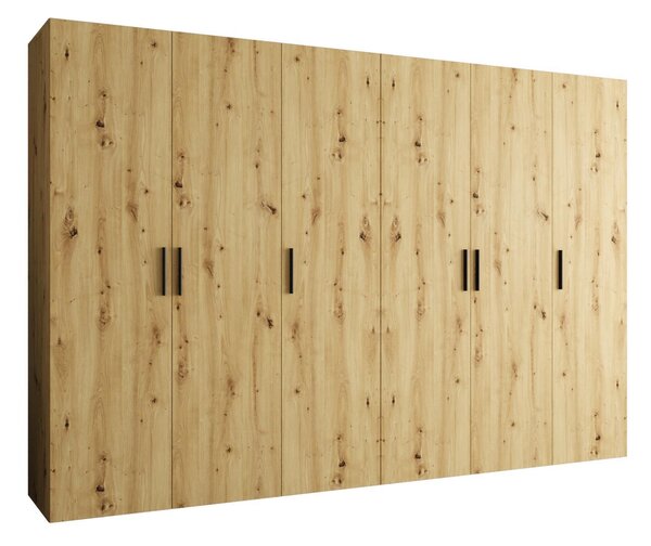 Dulap de haine 300 cm Borry 1 (Stejar artisan + Negru). 1125789
