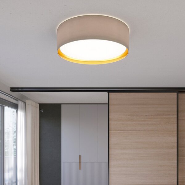 TK Lighting Plafonieră Bilbao, gri/auriu, Ø 60 cm, reglabil, Gri, dormitor, Țesătură / Textil, Modern