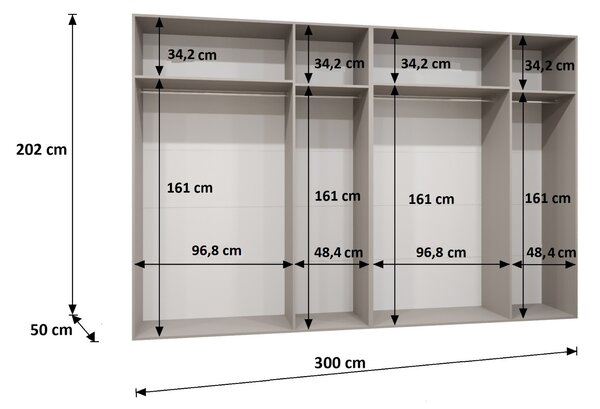 Dulap de haine 300 cm Mirabella 1 (Cașmir + Cașmir). 1126389