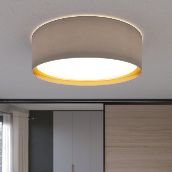 TK Lighting Plafonieră Bilbao, gri/auriu, Ø 60 cm, reglabil, Gri, dormitor, Țesătură / Textil, Modern