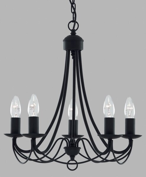 Searchlight Candelabru Maypole mat-negru, 5 becuri, reglabil, Negru, Camera de zi / sufragerie, Metal