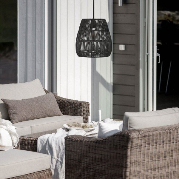 PR Home Saigon lampă suspendată de exterior negru Ø38cm cablu 2.5m, reglabil, Negru, Plastic
