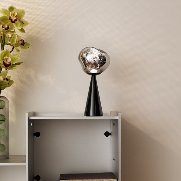 Tom Dixon Lampa de masă cu baterie LED Melt Portable, negru, 29 cm, reglabil, Negru, dormitor, Plastic, Design