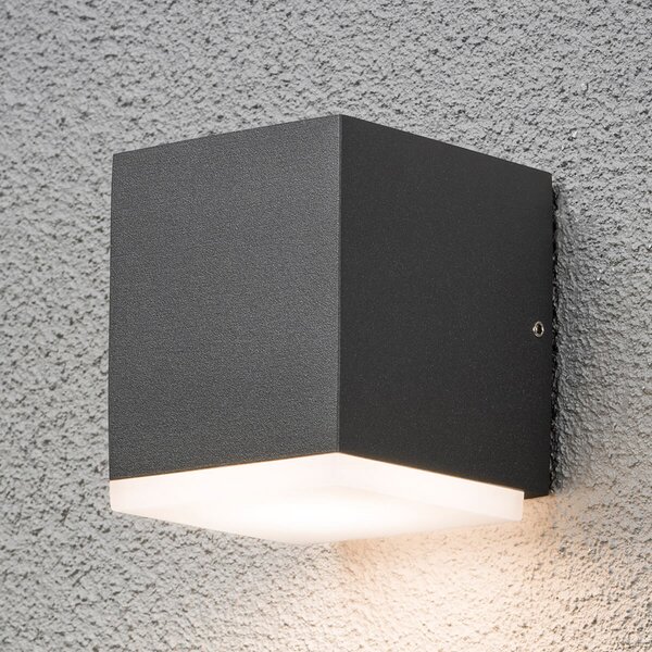 Konstsmide Aplică LED de exterior Monza pătrată 1 flux, Negru, Metal, Modern, Perete unghiular