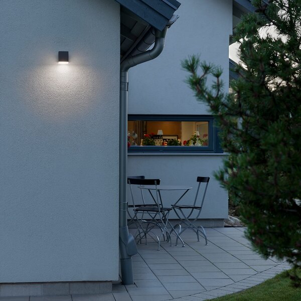 Konstsmide Aplică LED de exterior Monza pătrată 1 flux, Negru, Metal, Modern, Perete unghiular