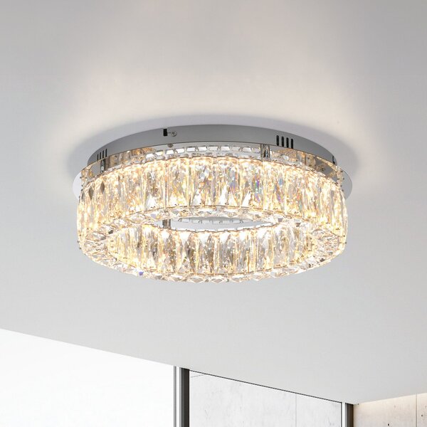 JUST LIGHT. GmbH Plafonieră LED Kulunka, fier, sticlă de cristal, reglabil, Transparent, Camera de zi / sufragerie, Metal