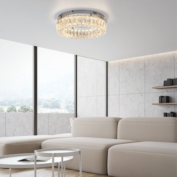 JUST LIGHT. GmbH Plafonieră LED Kulunka, fier, sticlă de cristal, reglabil, Transparent, Camera de zi / sufragerie, Metal
