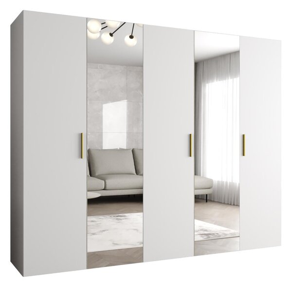 Dulap de haine 250 cm Borry 2 (alb + Auriu). 1125837