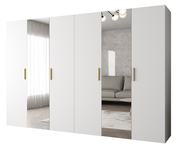 Dulap de haine 300 cm Borry 2 (alb + Auriu). 1125848