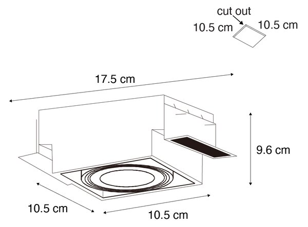 Spot integrat alb GU10 AR70 fără rama - Oneon