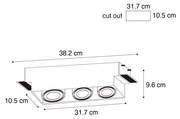 Spot integrat alb GU10 AR70 fara rama 3 lumini - Oneon