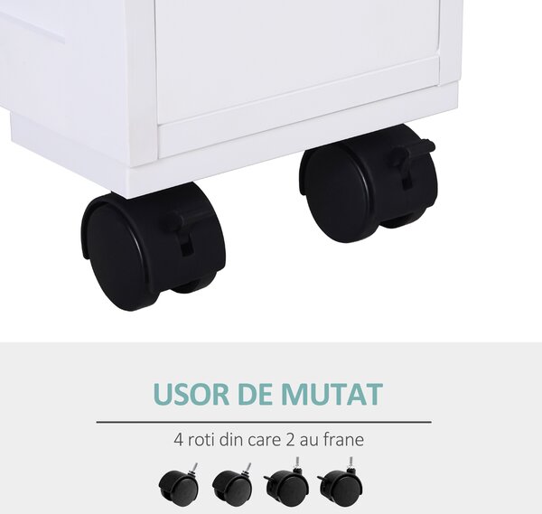 HOMCOM Mobilier Baie din Lemn, Rafturi și 2 Sertare, 16x52x66 cm, Design Modern, Alb | Aosom Romania