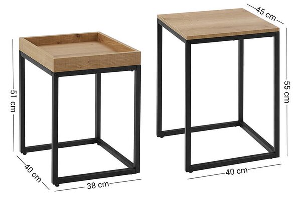 Masute de cafea TAYLOR decor stejar set 2 buc, 40x45cm