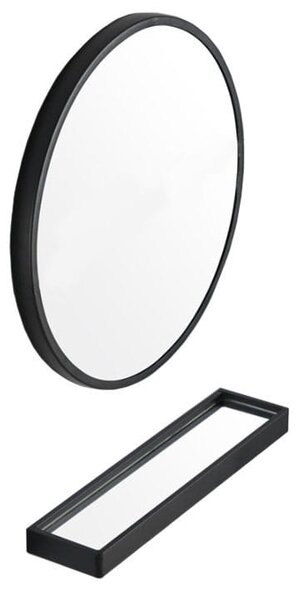 Oglinda rotunda cu raft Culoare negru, BREDO Ø70 cm