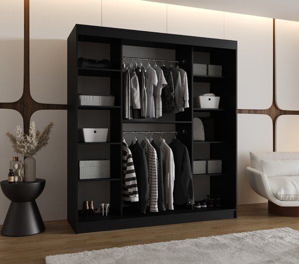 Dulap de haine 180 cm Boomer 3 (Negru) (cu iluminat). 1126282