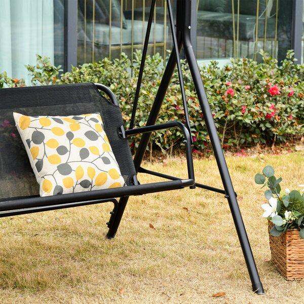Outsunny Leagăn de Grădină pentru 3 Persoane cu Acoperiș Parasolar Reglabil, Confortabil și Spațios, Negru, 172x110x155 cm | Aosom Romania