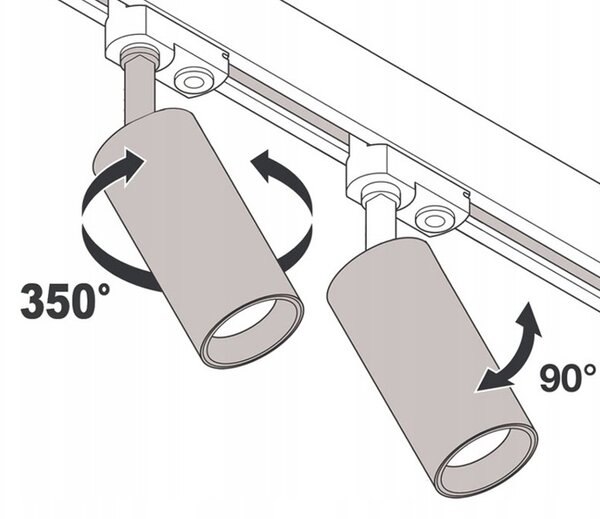 Spot pe sina, bec LED GU10, 35W, IP20, unghi de inclinare 90 grade, negru