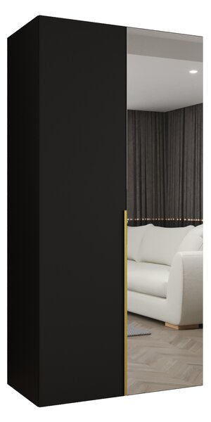 Dulap de haine 100 cm Alice 2 (Negru + Auriu). 1126153