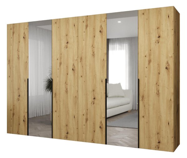Dulap de haine 300 cm Alice 2 (Stejar artisan + Negru). 1126190