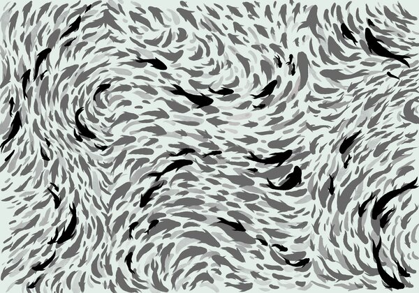 Fototapet Grup de pești dispuși într-un model în spirală, Fototapet abstracte, Fototapet populare, t01093v1 - Tapeko.ro