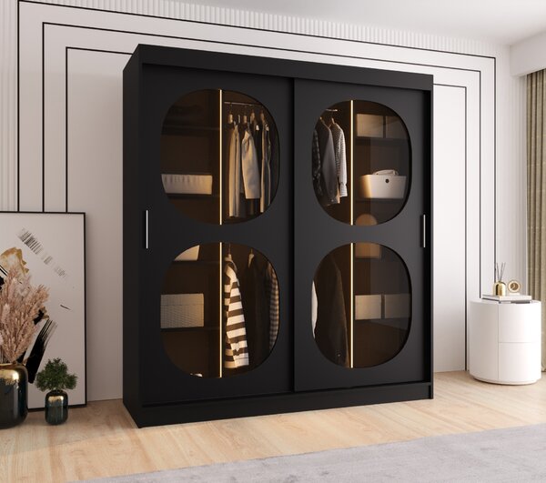 Dulap de haine 180 cm Boomer 2 (Negru) (cu iluminat). 1126266