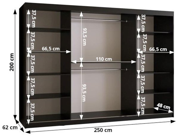 Dulap de haine 250 cm Boomer 2 (Cașmir). 1126263