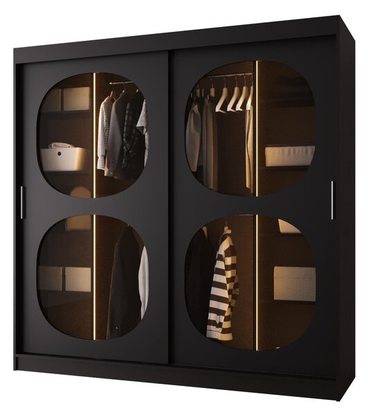 Dulap de haine 200 cm Boomer 2 (Negru) (cu iluminat). 1126268