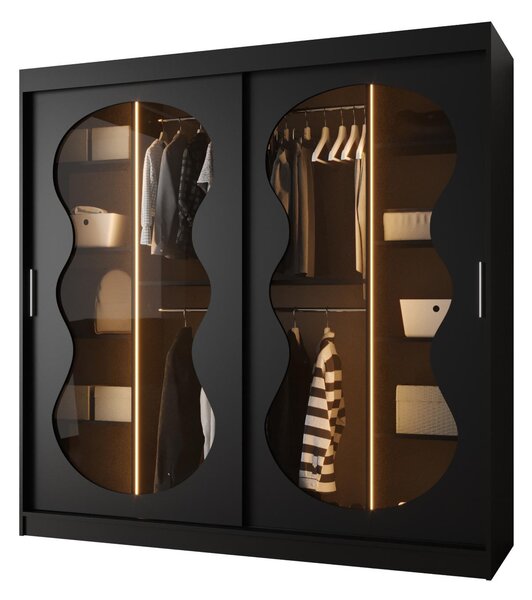 Dulap de haine 200 cm Boomer 3 (Negru) (cu iluminat). 1126284