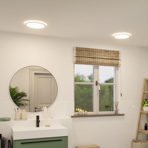 Paulmann Panou LED Atria Shine, Ø29 cm, alb, IP44, 4000 K, pornit/oprit, Alb, Studiu / Birou, Plastic, Modern