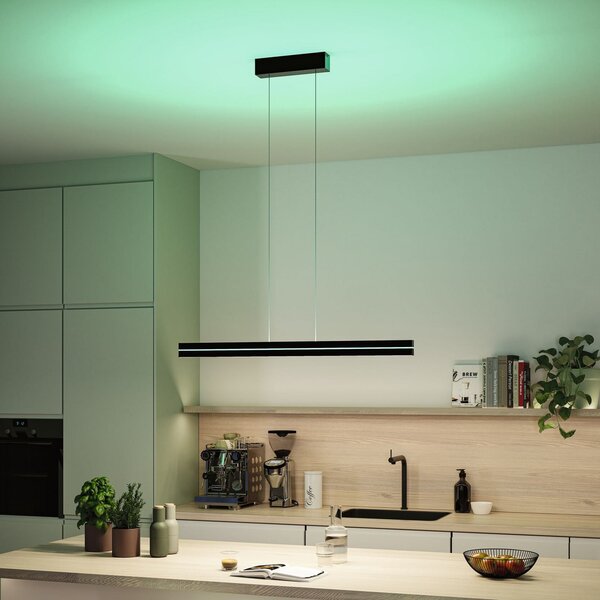 Paulmann Lampă suspendată LED Raiko, negru, 100 cm, RGBW, dimabilă., reglabil, Negru, Studiu / Birou, Metal, Modern