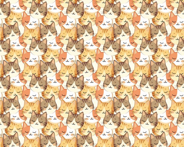 Fototapet Un grup de pisici aliniate, Fototapet animale, Fototapet populare, t00776 - Tapeko.ro