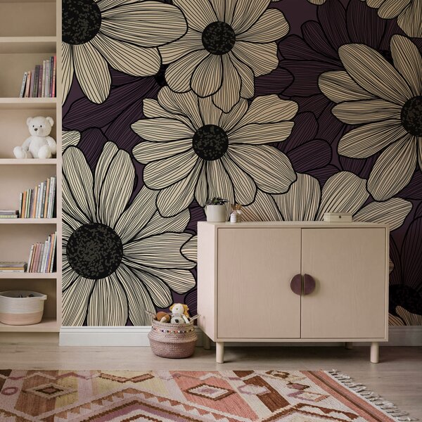 Fototapet Un model floral plin de viață, în nuanțe închise, Fototapet flori, Fototapet populare, t00779v1 - Tapeko.ro