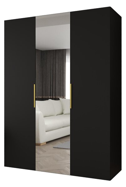 Dulap de haine 150 cm Mirabella 2 (Negru + Auriu). 1126409