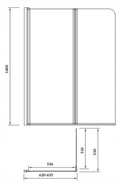 Cersanit Easy New, paravan de baie cu 2 aripi 115(lungime) x 140(inaltime) cm, sticla transparenta, profil cromat, S301-290