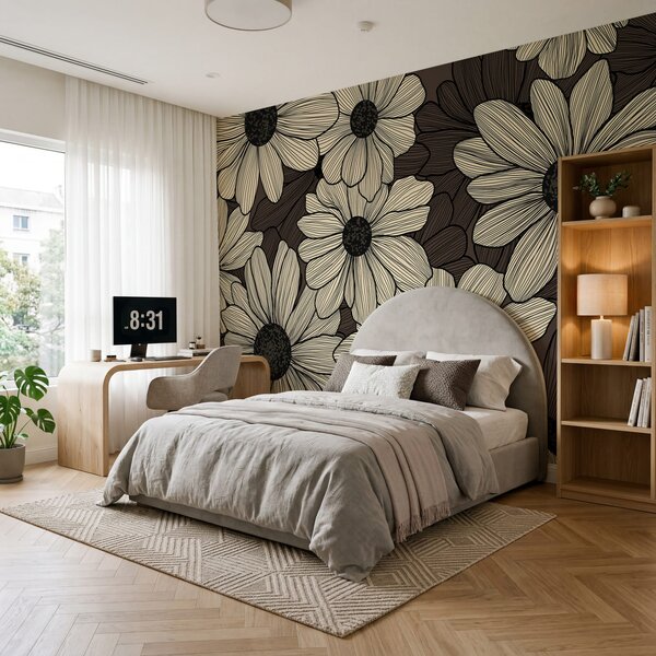 Fototapet Motive florale în nuanțe delicate, Fototapet flori, Fototapet populare, t00779v3 - Tapeko.ro