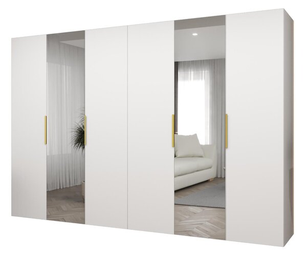 Dulap de haine 300 cm Mirabella 2 (alb + Auriu). 1126439