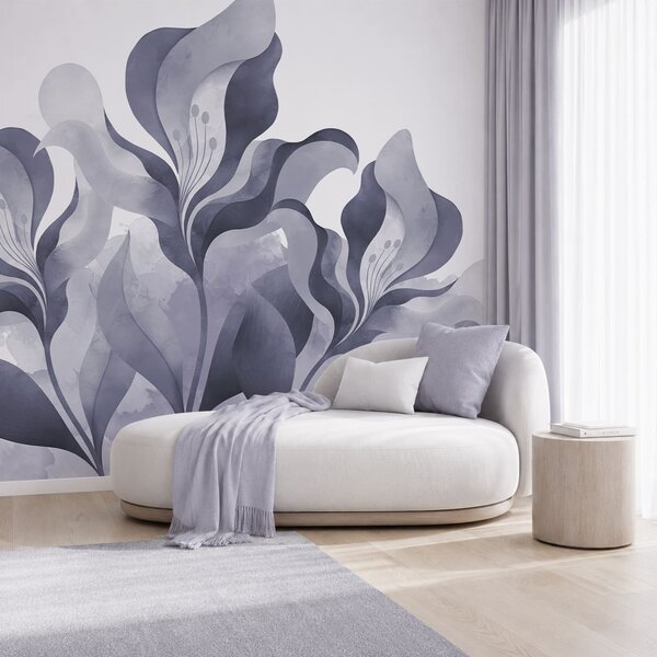 Fototapet Un model floral abstract elegant, în nuanțe de gri, Fototapet flori, Fototapet populare, t00782v1 - Tapeko.ro