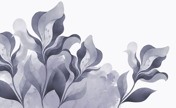 Fototapet Un model floral abstract elegant, în nuanțe de gri, Fototapet flori, Fototapet populare, t00782v1 - Tapeko.ro