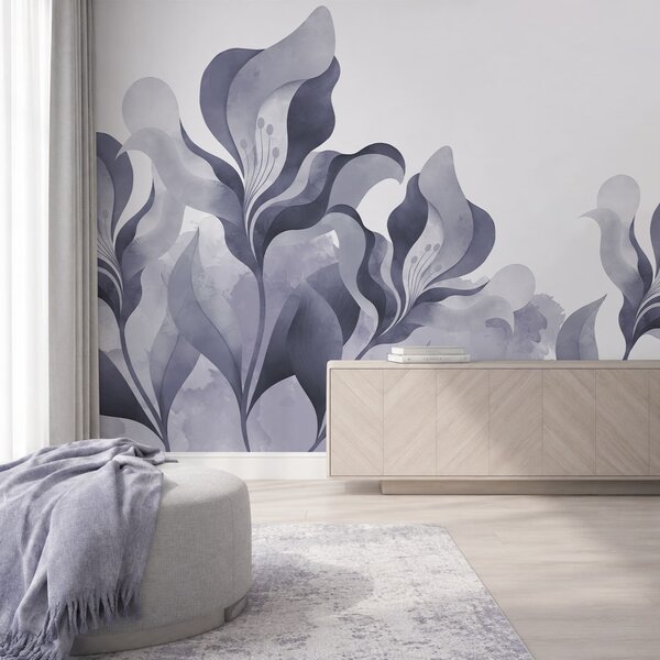 Fototapet Un model floral abstract elegant, în nuanțe de gri, Fototapet flori, Fototapet populare, t00782v1 - Tapeko.ro