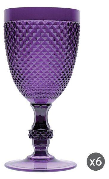 Set 6 pahare cu picior, Diamond, Excelsa, 390 ml, plastic, mov