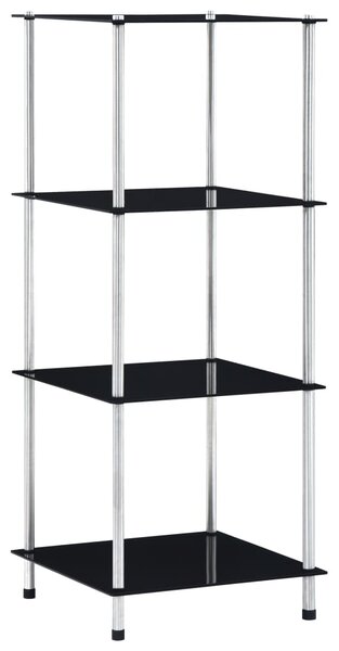 Raft cu 4 niveluri, negru, 40 x 40 x 100 cm, sticlă securizată