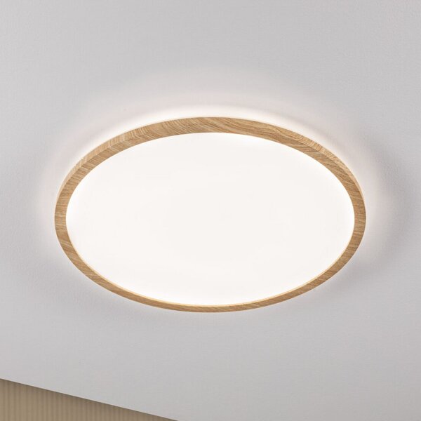 Paulmann Panou LED Atria Shine Ø42 cm, finisaj lemn, IP44, 4000K, pornit/oprit, Lemn, Studiu / Birou, Plastic, Modern
