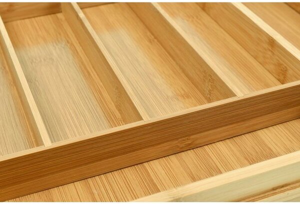 Organizator extensibil pentru tacamuri, lemn bambus, 7 compartimente
